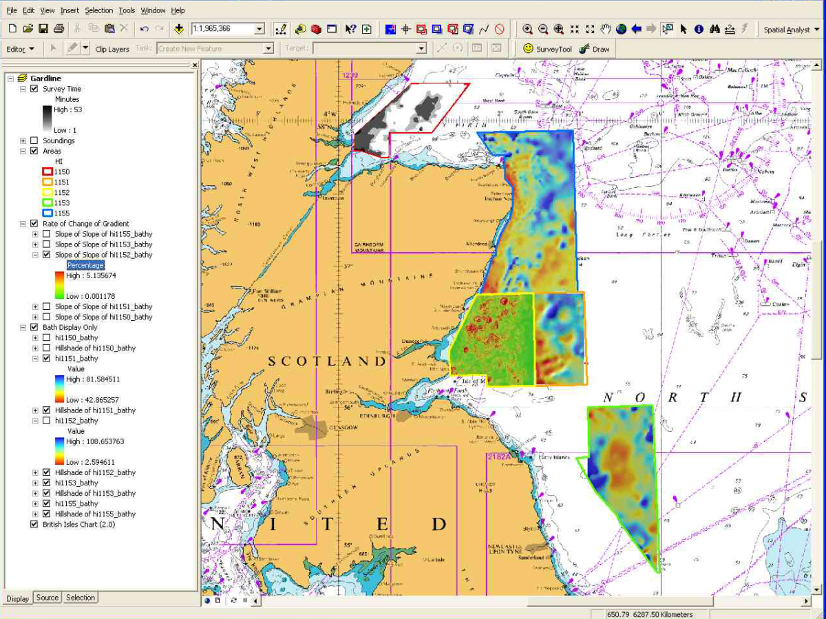 Example of the areas to be surveyed with user defined parameters