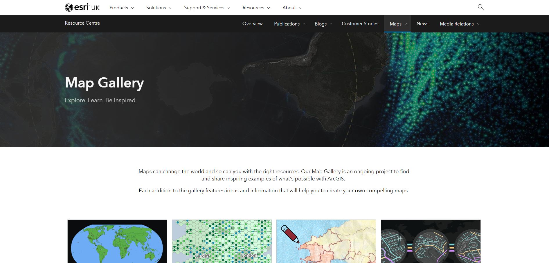 Screenshot of the Esri UK Map Gallery page