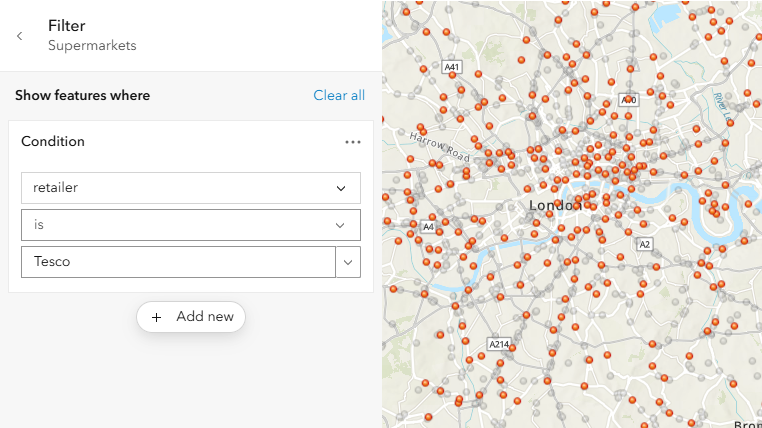 Screenshot showing the option to apply an attribute filter to a view layer in ArcGIS.